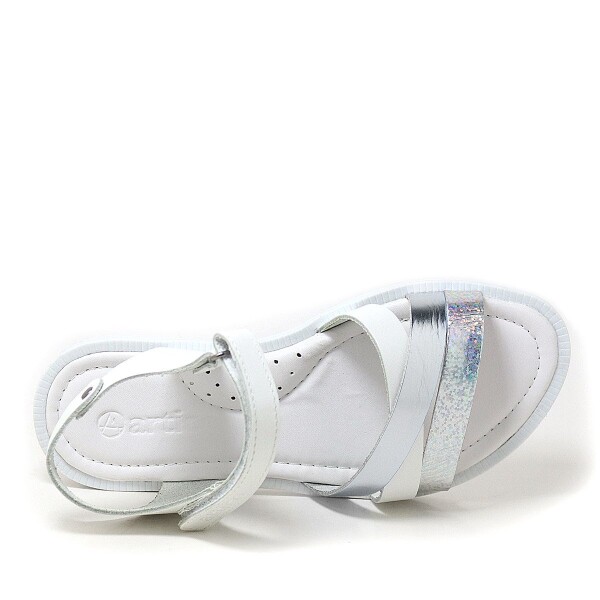 Artico Alexia Hakiki Deri Vaketa Gümüş Beyaz Kız Çocuk Sandalet - 6