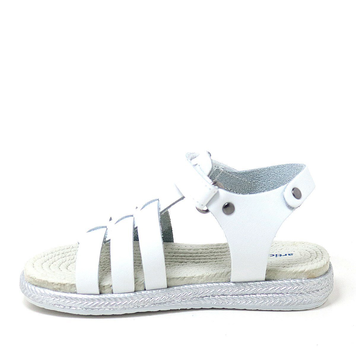 صندل أرتيكو بيليني فاكيتا من الجلد الطبيعي باللون الأبيض للبنات - 3