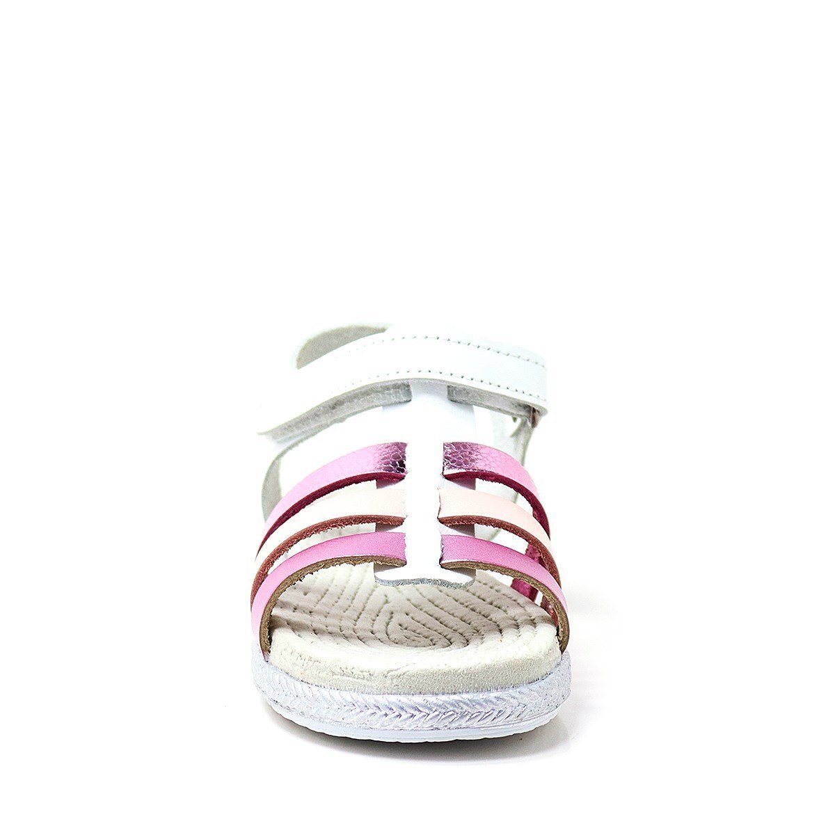 Artico Bellini Vaketa Hakiki Deri Beyaz Fuşya Pembe Kız Bebek Çocuk Sandalet - 4