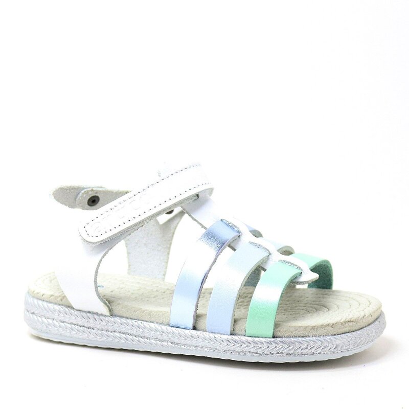 Artico Bellini Vaketa Hakiki Deri Beyaz Mavi Yeşil Kız Bebek Çocuk Sandalet - Artico