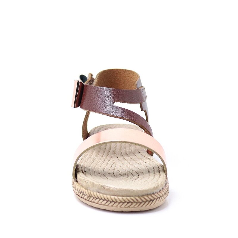 Artico Elenis Hakiki Deri Kahverengi Bakır Kız Bebek Sandalet - 4