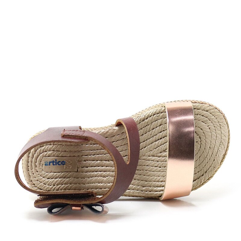 Artico Elenis Hakiki Deri Kahverengi Bakır Kız Bebek Sandalet - 6