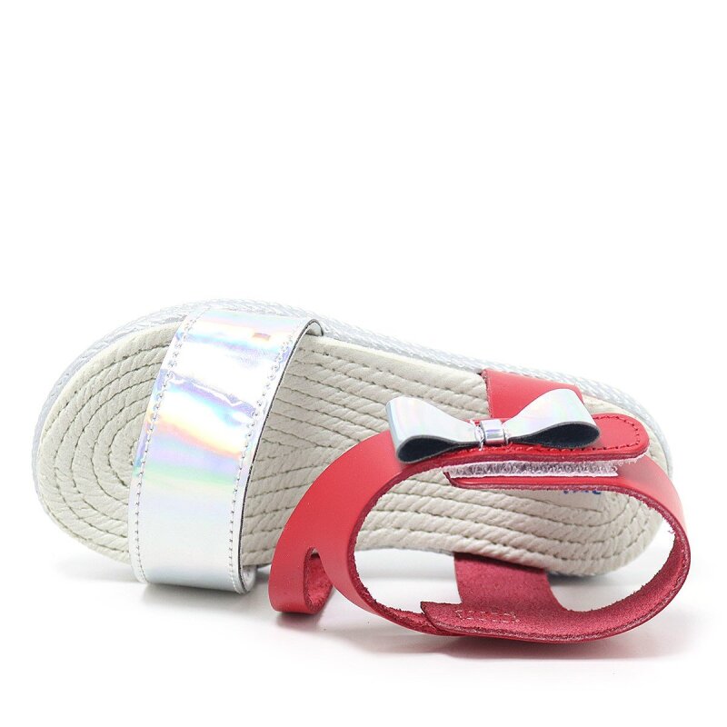 Artico Elenis Hakiki Deri Kırmızı Gümüş Kız Bebek Sandalet - 6