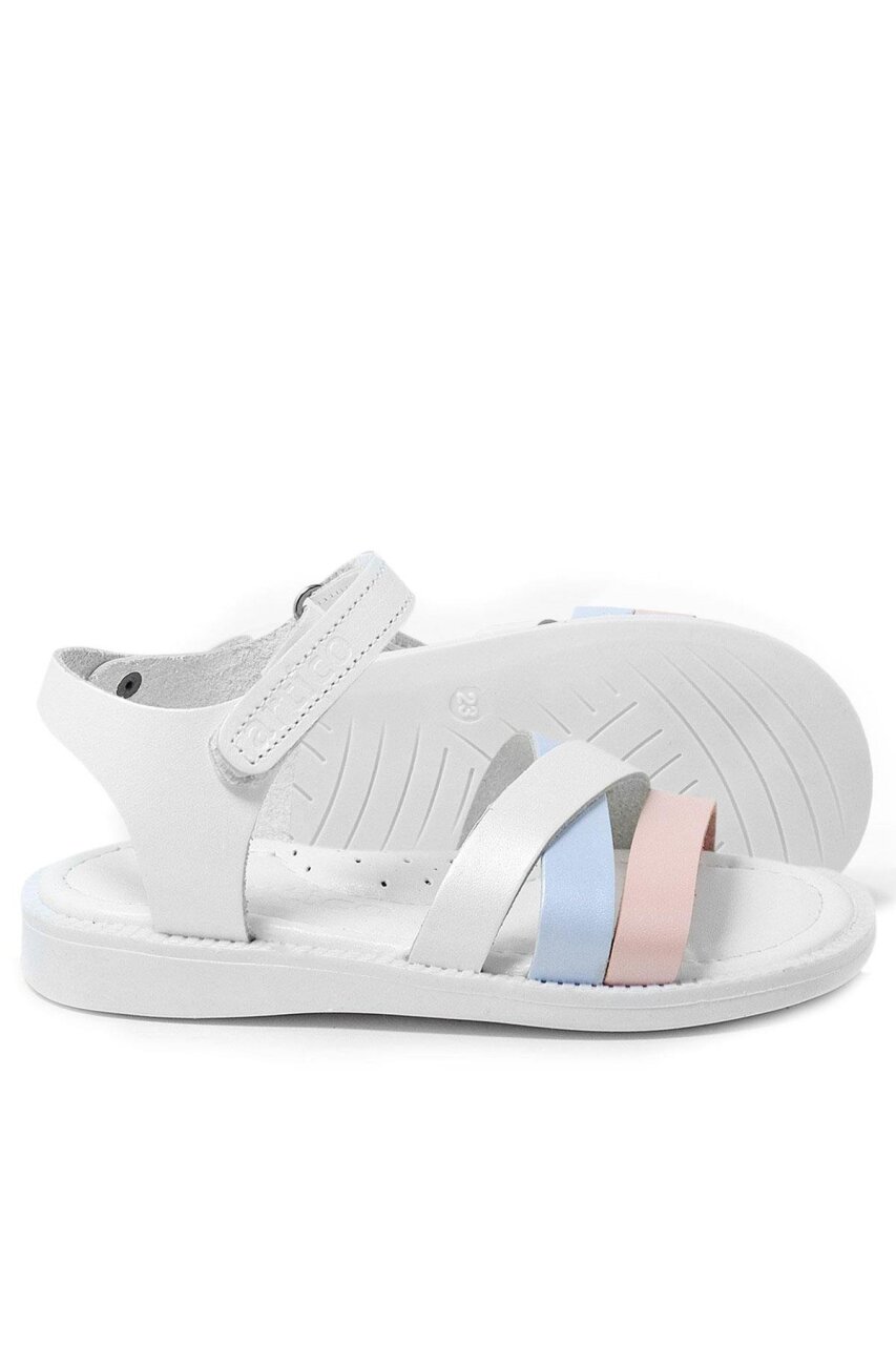 Artico Alexia Hakiki Deri Vaketa Pembe Beyaz Kız Bebek Sandalet - 5