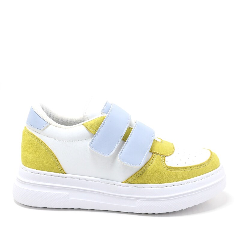 حذاء رياضي للأطفال من Artico Hellsa باللون الأبيض والأصفر بشريط فيلكرو - 2