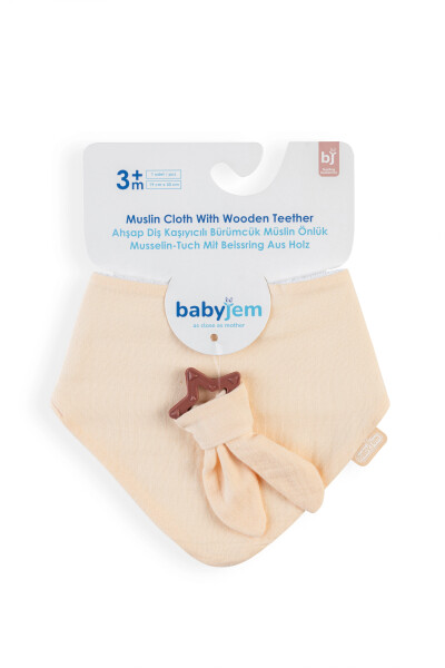 BabyJem Silikon Diş Kaşıyıcılı Müslin Önlük 736 Somon - BabyJem