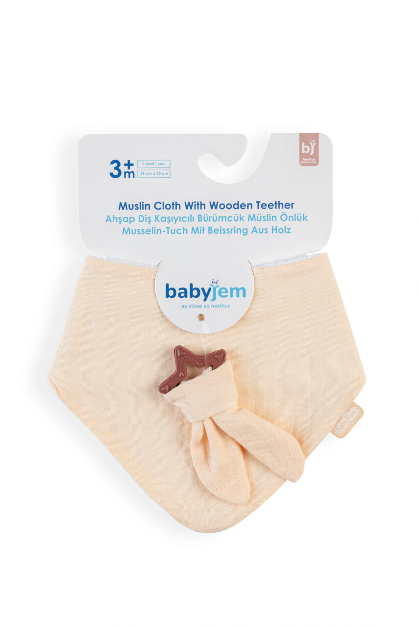 BabyJem Silikon Diş Kaşıyıcılı Müslin Önlük 736 Somon - 1