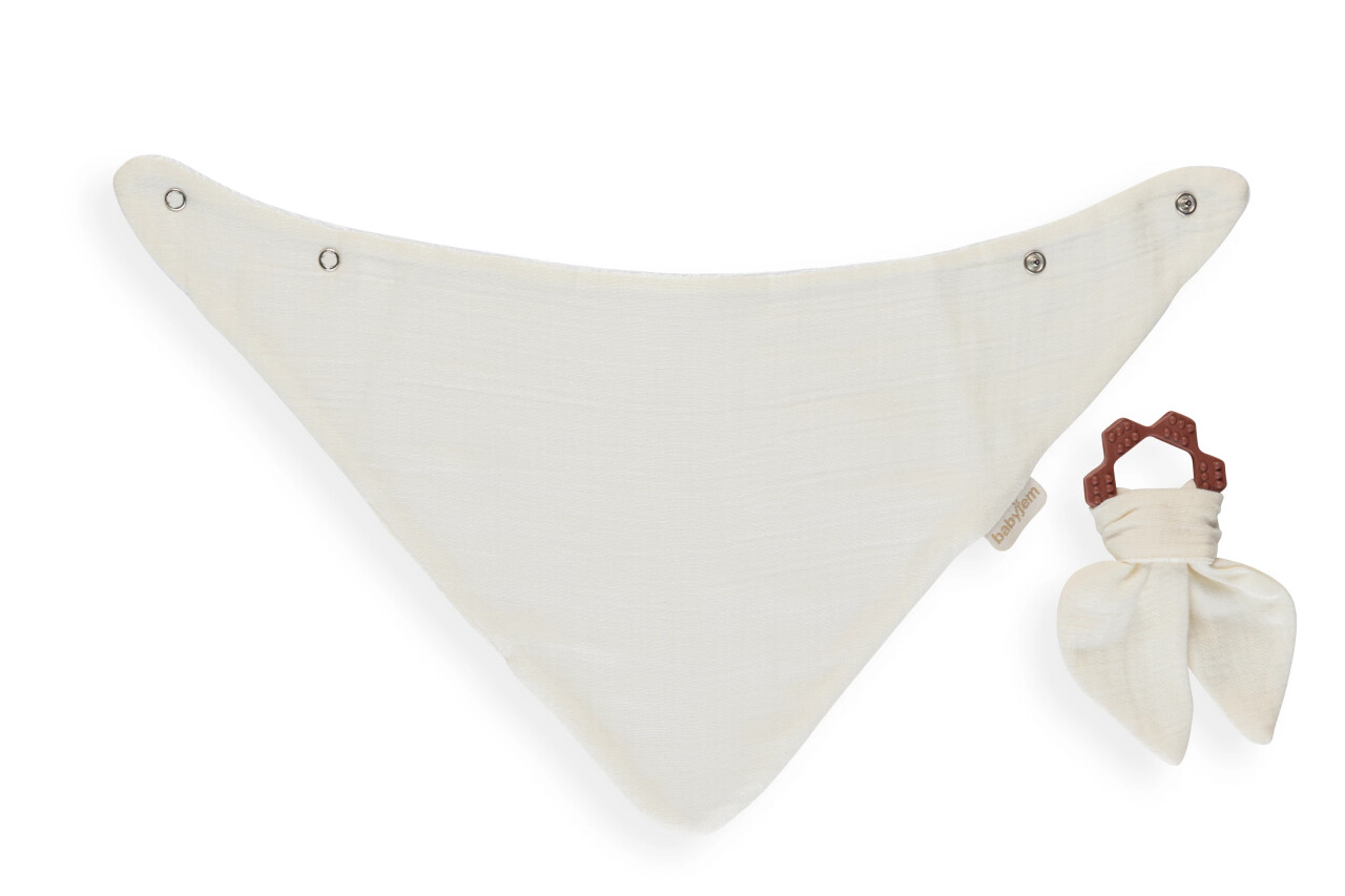 BabyJem Silikon Diş Kaşıyıcılı Müslin Önlük 736 Ekru - 2