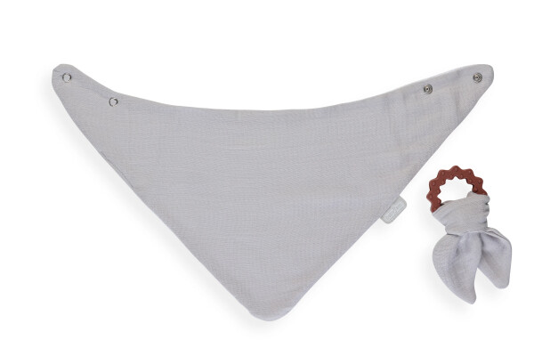 BabyJem Silikon Diş Kaşıyıcılı Müslin Önlük 736 Gri - 2