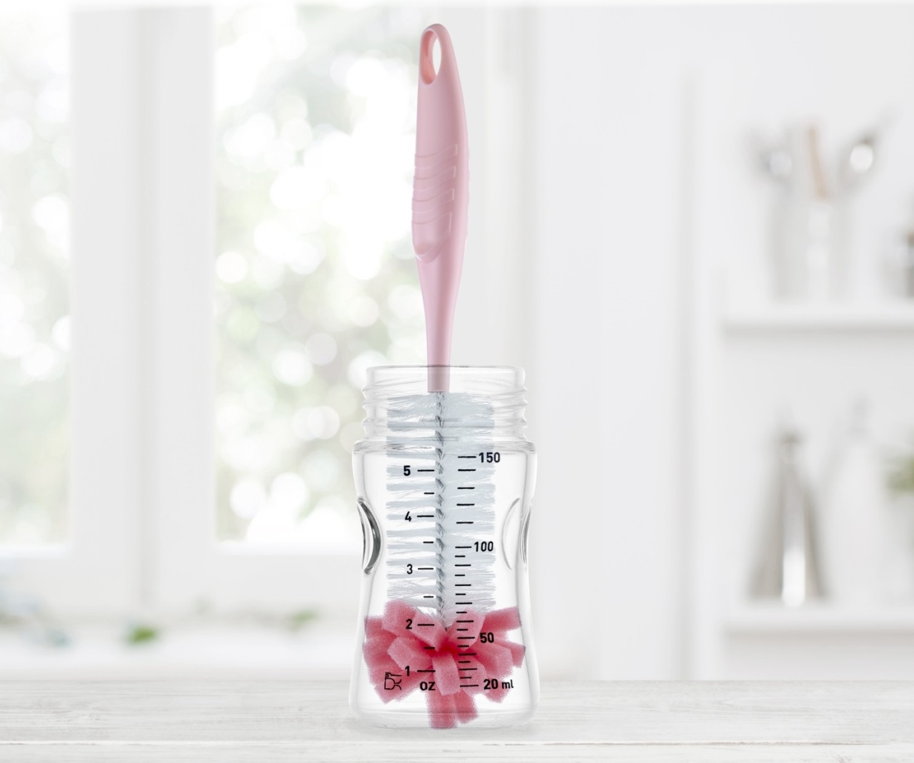 فرشاة تنظيف زجاجات الأطفال من بيبي جيم، لون وردي 776 - 3