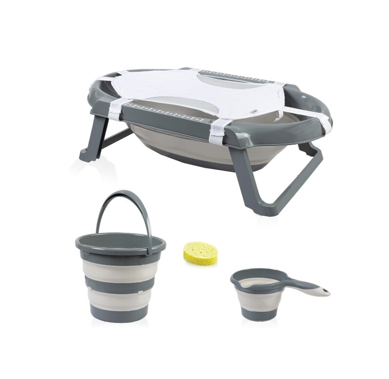 طقم حوض استحمام قابل للطي من بيبي جيم، 5 قطع، لون أنثراسيت 596 - 1