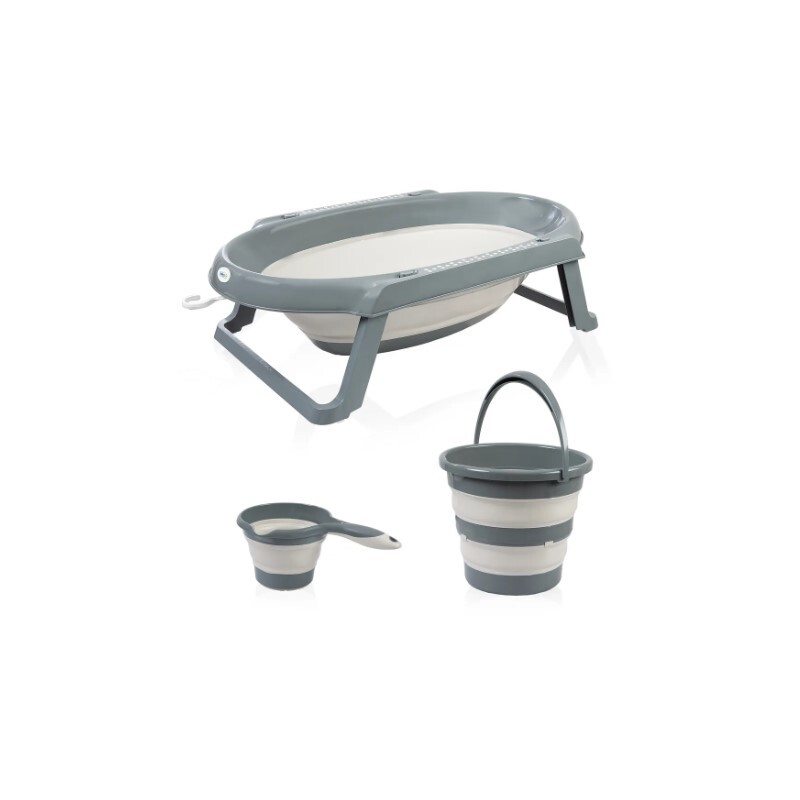 طقم حوض استحمام قابل للطي من بيبي جيم مكون من 3 قطع، لون أنثراسيت 765 - 1