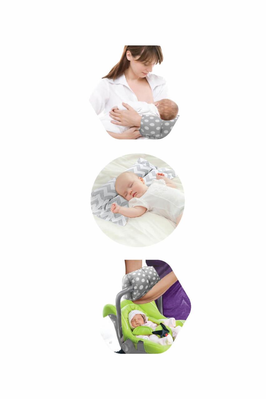 وسادة رضاعة متعددة الأغراض من بيبي جيم، رقم 523، رمادي بنقشة متعرجة - 2