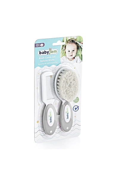 BabyJem Doğal Kıl Fırça Tarak Seti 519 Gri - 3