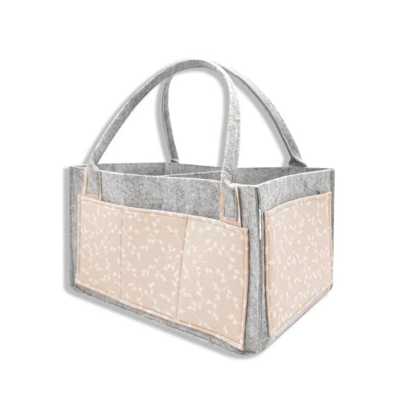 BabyJem Keçe Anne Bebek Bakım Çantası 772 Somon Çiçek - BabyJem