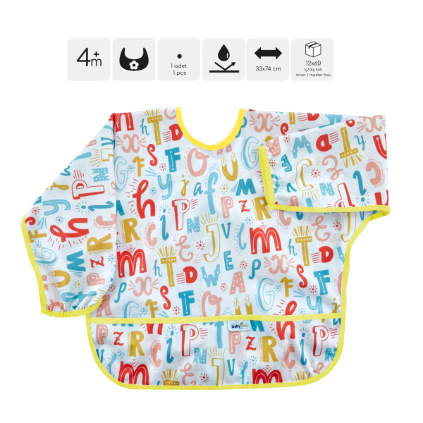 مريلة مطبوعة للأطفال الرضع من بيبي جيم بأكمام، تصميم حروف 784 - 2