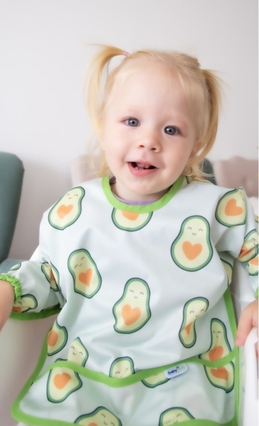 مريلة مطبوعة للأطفال الرضع من بيبي جيم بأكمام، رقم 784، لون الأفوكادو - 5