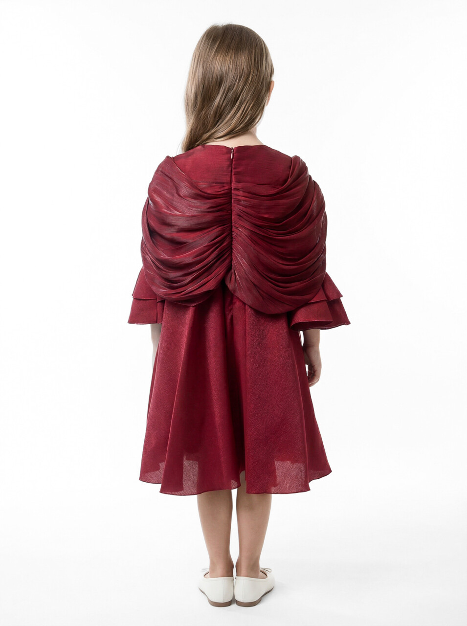 Kız Çocuk Elbise 3-10 Yaş 989 Bordo - 2