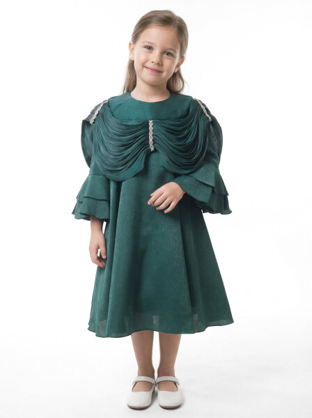 Kız Çocuk Elbise 3-10 Yaş 989 Yeşil - BEBEJODI