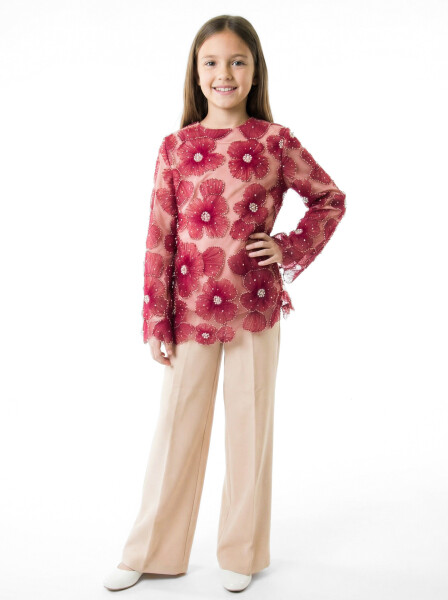 Kız Çocuk 3'lu Alt Üst Takım 11-15 Yaş 2039 Bordo - BEBEJODI