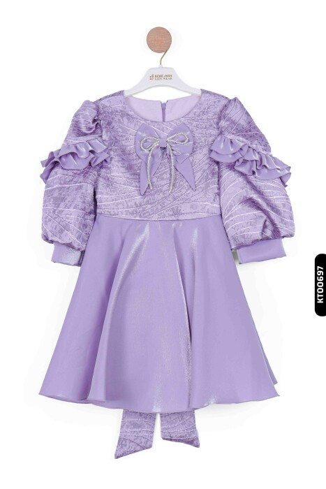 Kız Çocuk Elbise 3-7 Yaş 924 Mor - 4