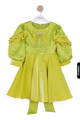 Kız Çocuk Elbise 3-7 Yaş 924 Yeşil - 4