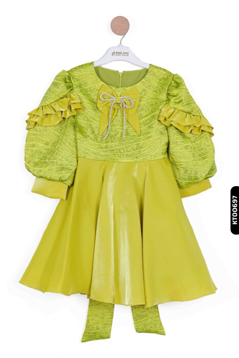Kız Çocuk Elbise 3-7 Yaş 924 Yeşil - 4