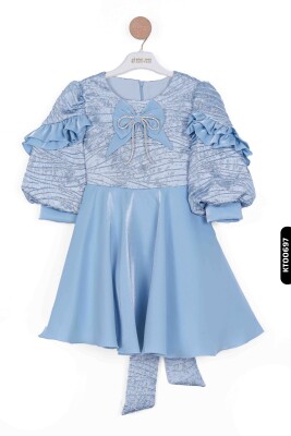 Kız Çocuk Elbise 3-7 Yaş 924 Mavi - 4