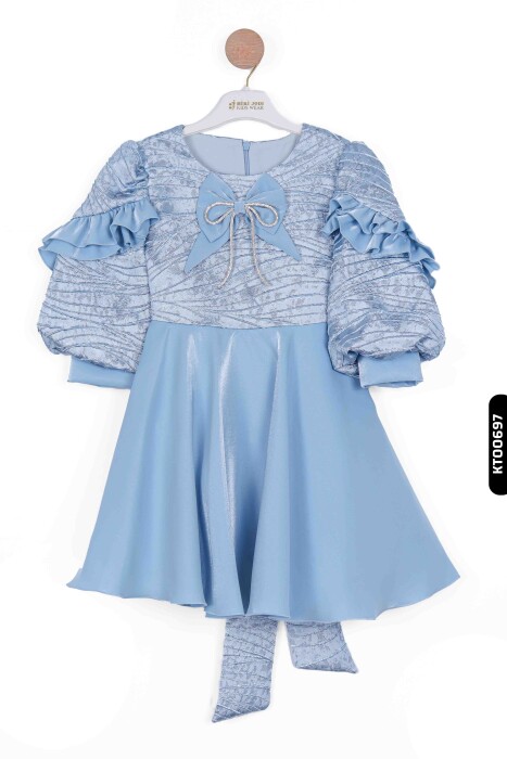 Kız Çocuk Elbise 3-7 Yaş 924 Mavi - 4