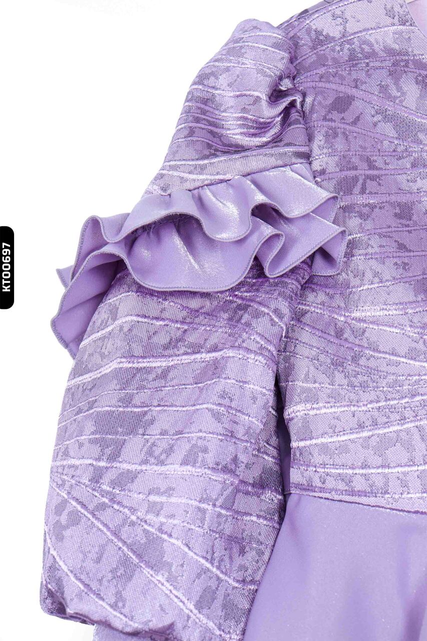 Kız Çocuk Elbise 3-7 Yaş 924 Mor - 7