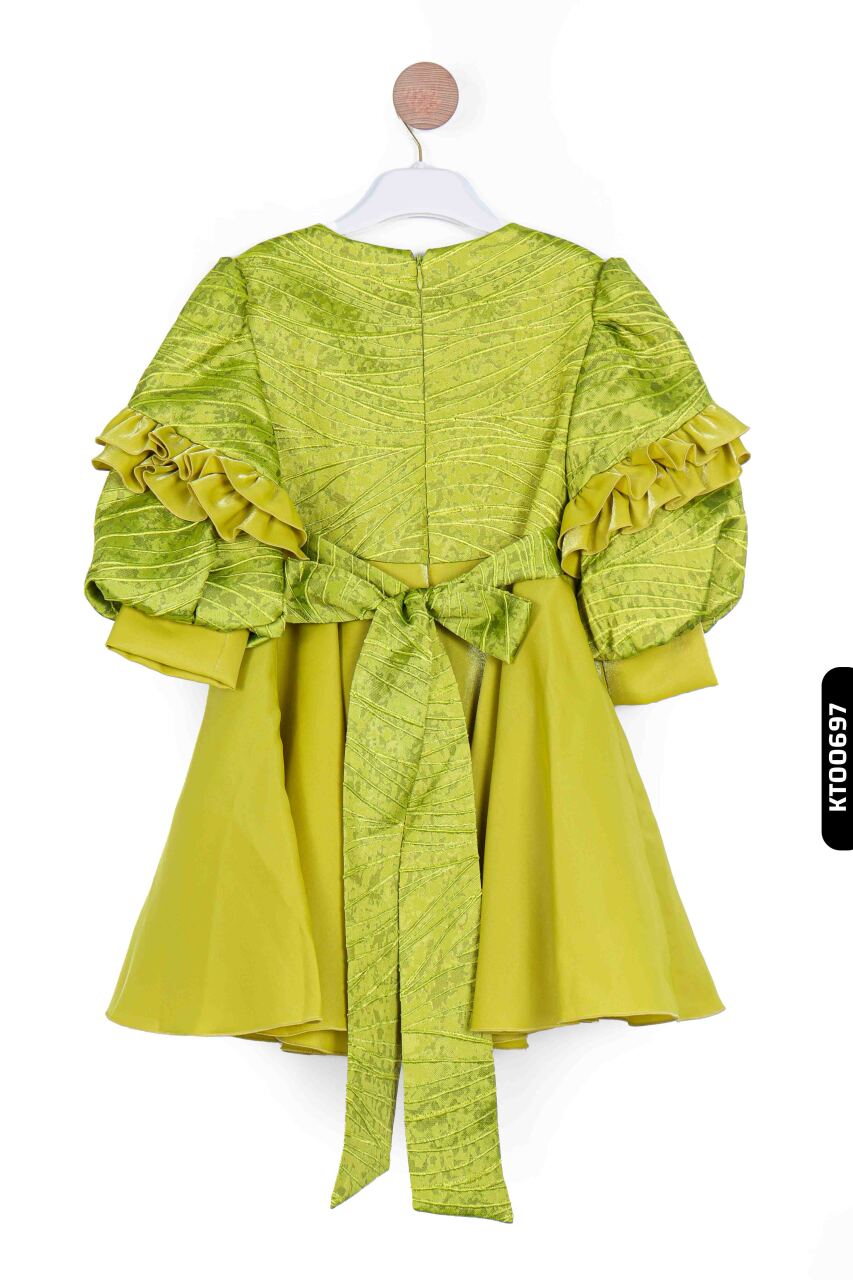 Kız Çocuk Elbise 3-7 Yaş 924 Yeşil - 5