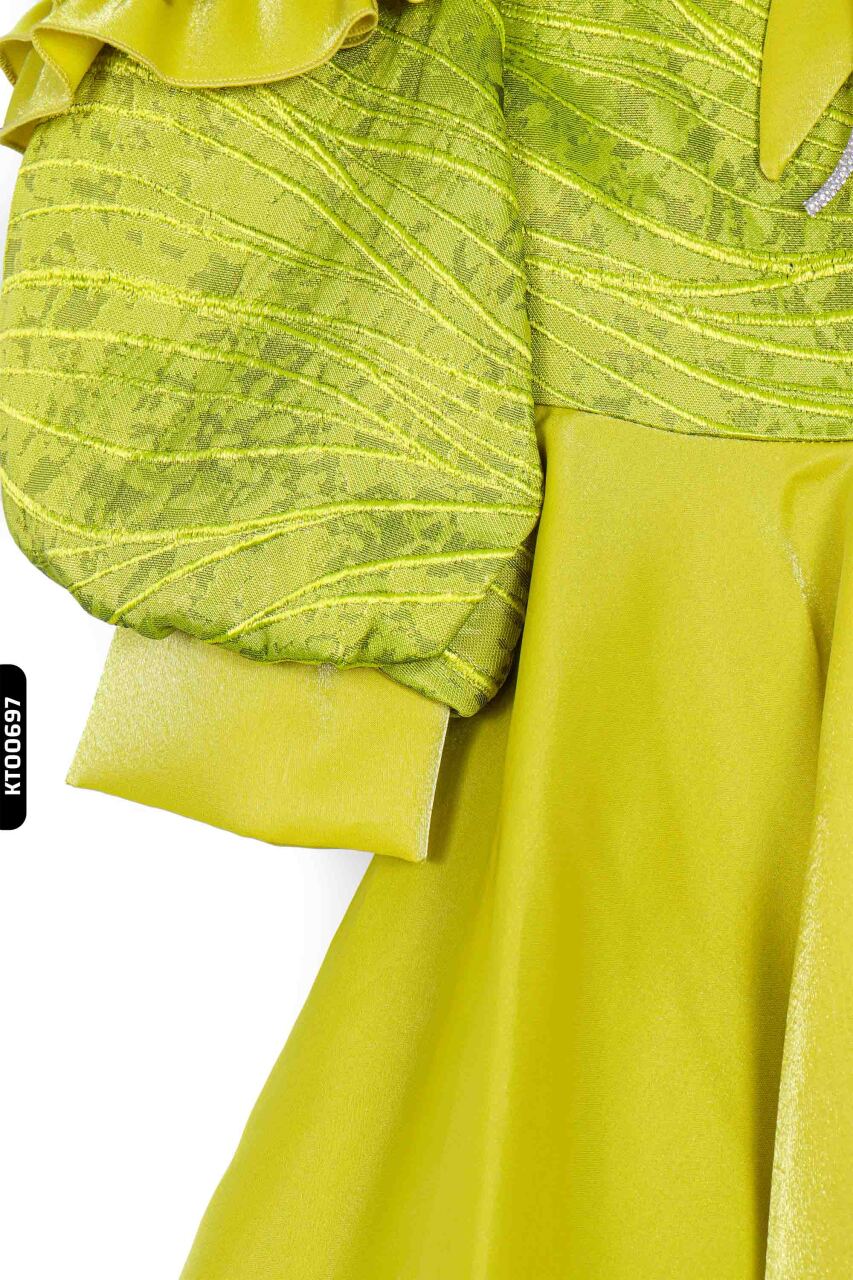 Kız Çocuk Elbise 3-7 Yaş 924 Yeşil - 6