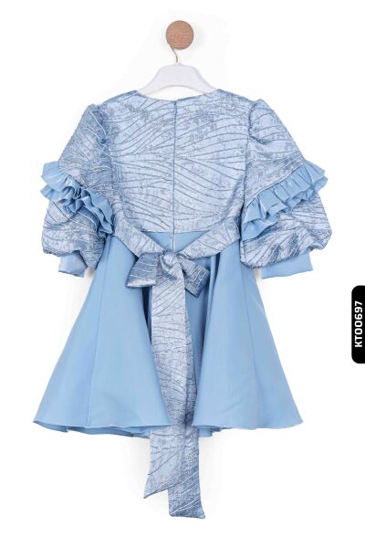 Kız Çocuk Elbise 3-7 Yaş 924 Mavi - 5