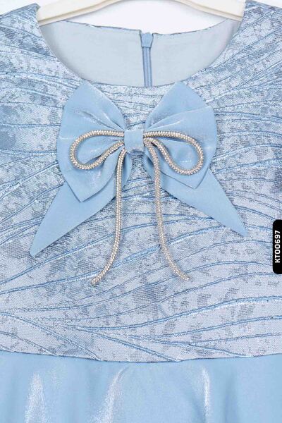 Kız Çocuk Elbise 3-7 Yaş 924 Mavi - 6