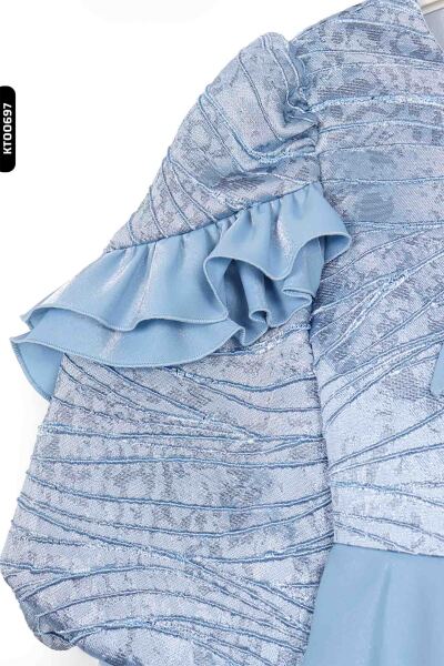 Kız Çocuk Elbise 3-7 Yaş 924 Mavi - 7