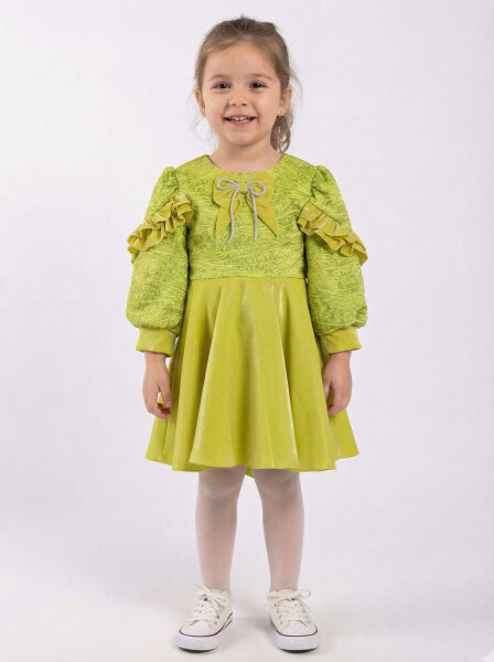 Kız Çocuk Elbise 3-7 Yaş 924 Yeşil - BEBEJODI