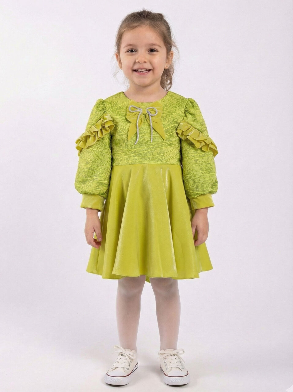 Kız Çocuk Elbise 3-7 Yaş 924 Yeşil - 1