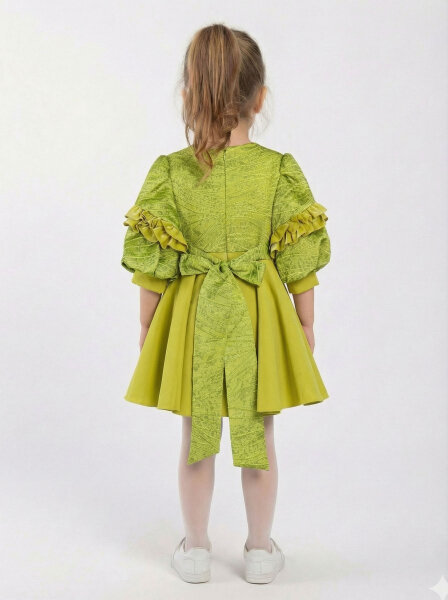 Kız Çocuk Elbise 3-7 Yaş 924 Yeşil - 3