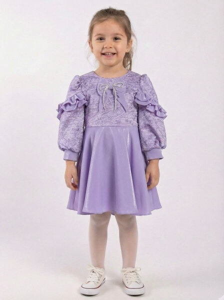 Kız Çocuk Elbise 3-7 Yaş 924 Mor - BEBEJODI