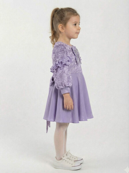 Kız Çocuk Elbise 3-7 Yaş 924 Mor - 2