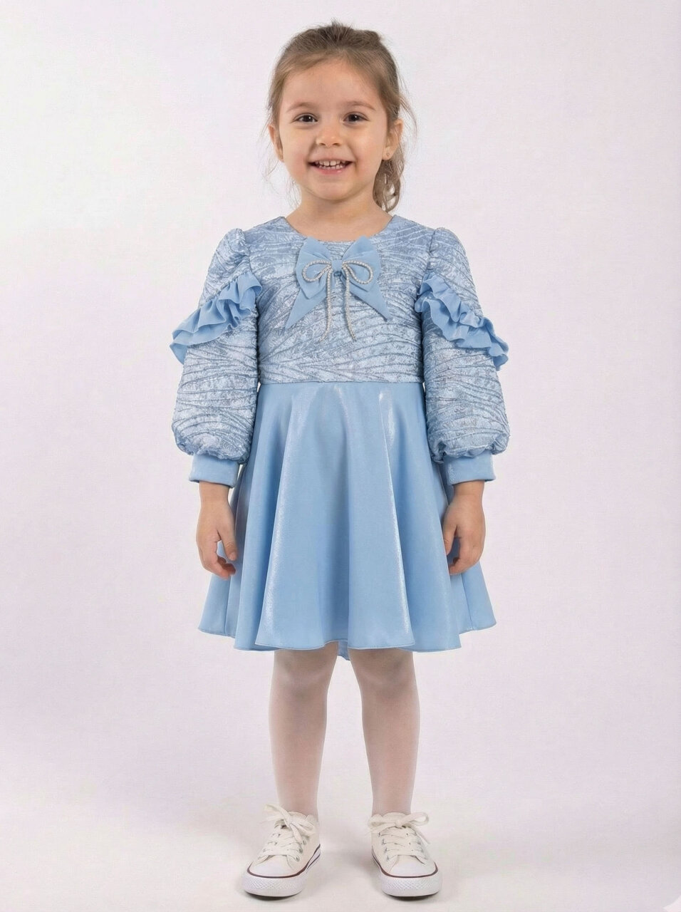 Kız Çocuk Elbise 3-7 Yaş 924 Mavi - 1