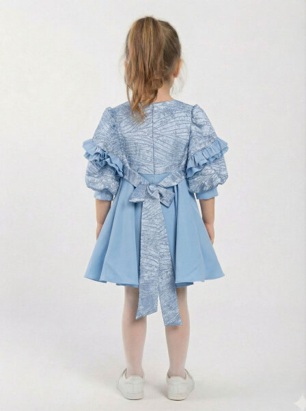 Kız Çocuk Elbise 3-7 Yaş 924 Mavi - 2