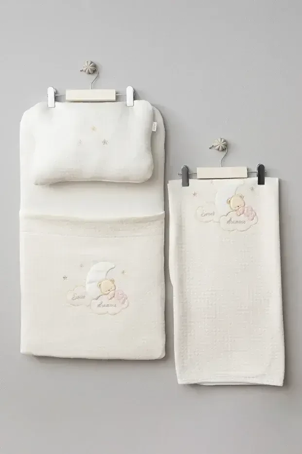 Bebitof Ay ve Ayıcık 3'lü Alt Açma Seti 50055 Ekru - Bebitof Baby