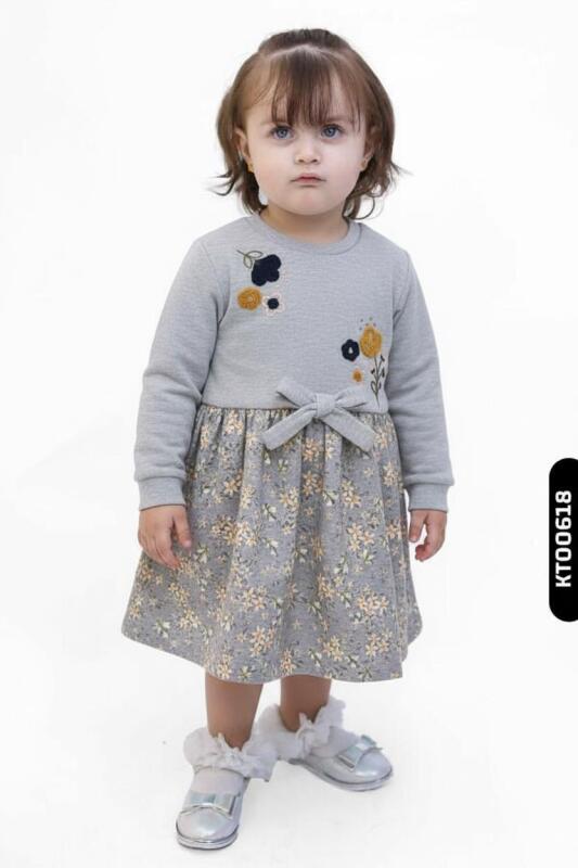 Kız Çocuk Elbise 2-5 Yaş 16428 Gri - Bebüş