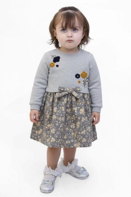 Kız Çocuk Elbise 2-5 Yaş 16428 Gri - 2