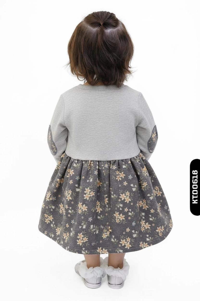 Kız Çocuk Elbise 2-5 Yaş 16428 Gri - 3