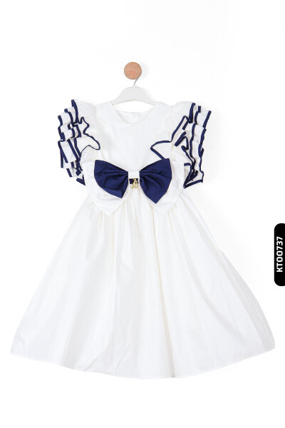 KIZ ÇOCUK ELBİSE 6-14 YAŞ 6505 Beyaz - 2