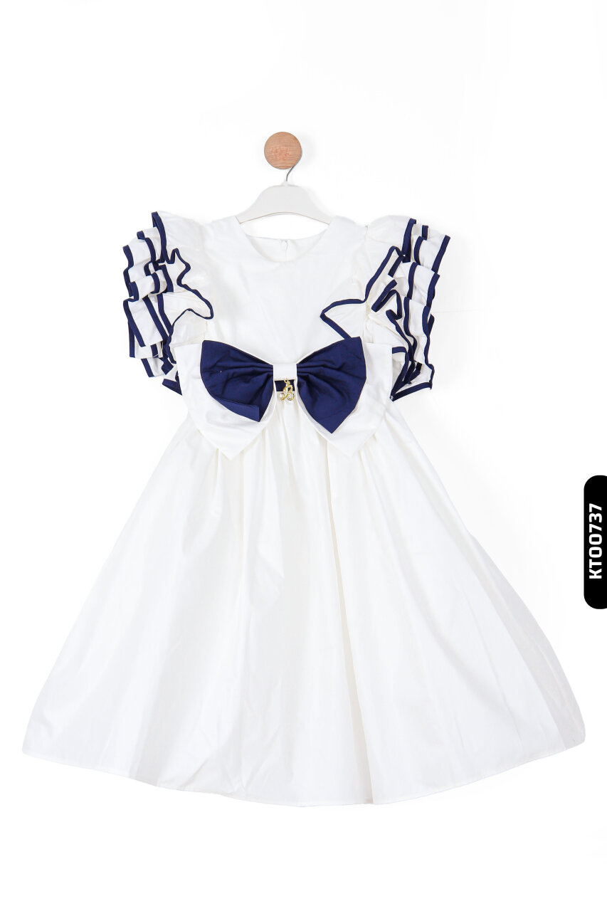 KIZ ÇOCUK ELBİSE 6-14 YAŞ 6505 Beyaz - 2
