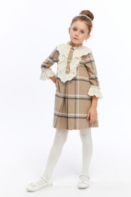 Kız Çocuk Elbise 3-7 Yaş 2631 Kahverengi - 2