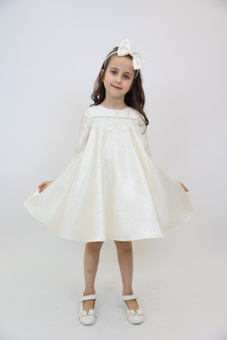 Kız Çocuk Elbise 3-10 Yaş 2920 Ekru - 1